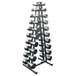 Hromētu hanteļu komplekts 1–10 kg ar statīvu