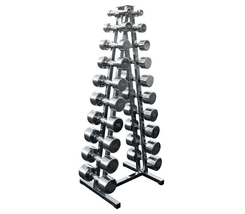 Hromētu hanteļu komplekts 1-10 kg ar statīvu